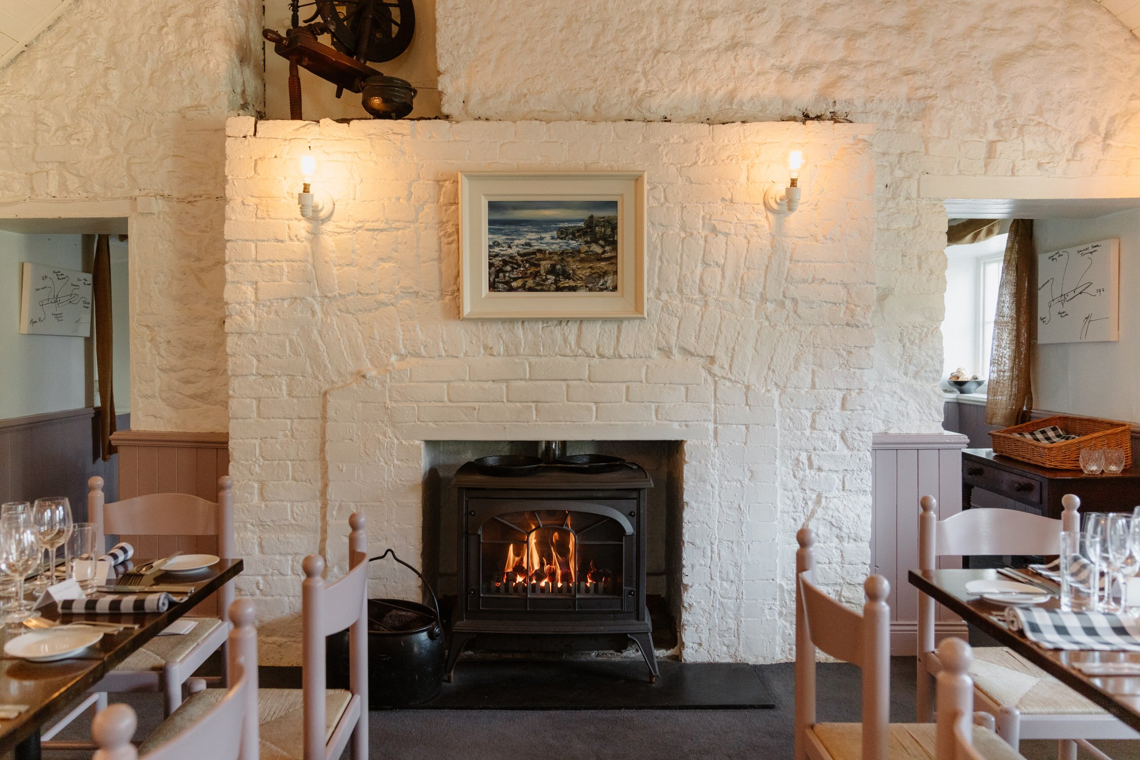The open fire in 1826 Adare Restaurant