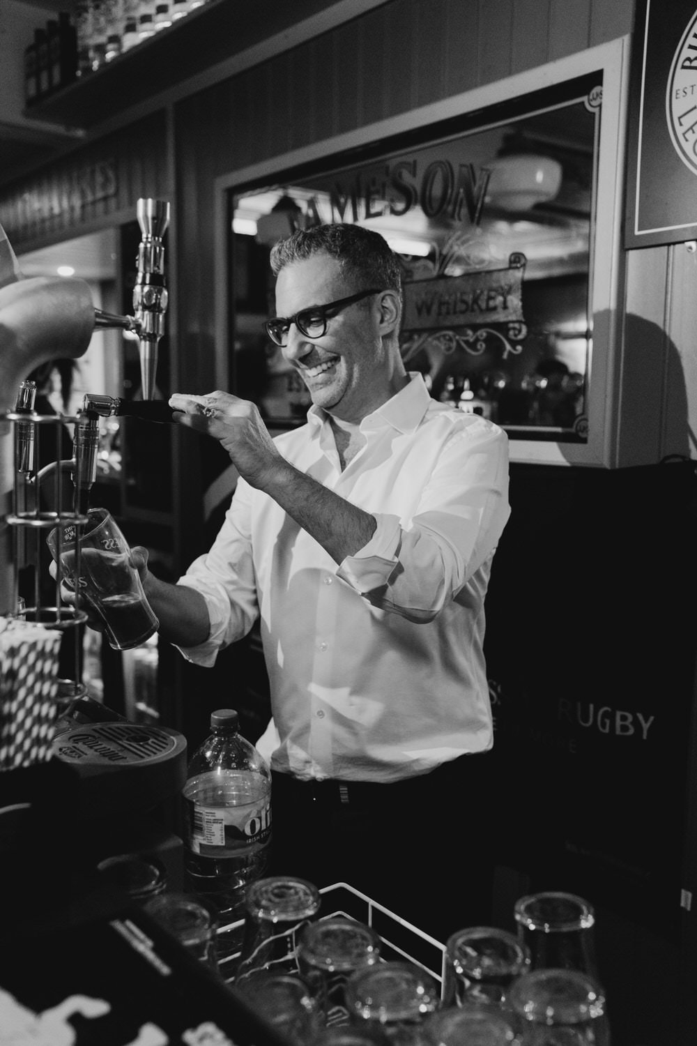 Pulling Guinness at Bill Chawke's Pub