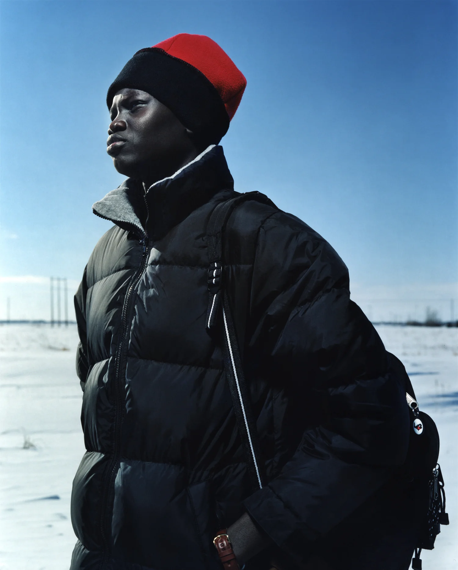 Riak Dut - One of the Lost Boys of the Sudan who ended up in Fargo, ND in the middle of winter in sub-zero temperatures. Fargo, ND - Feb. 2001 for the New York TImes Magazine