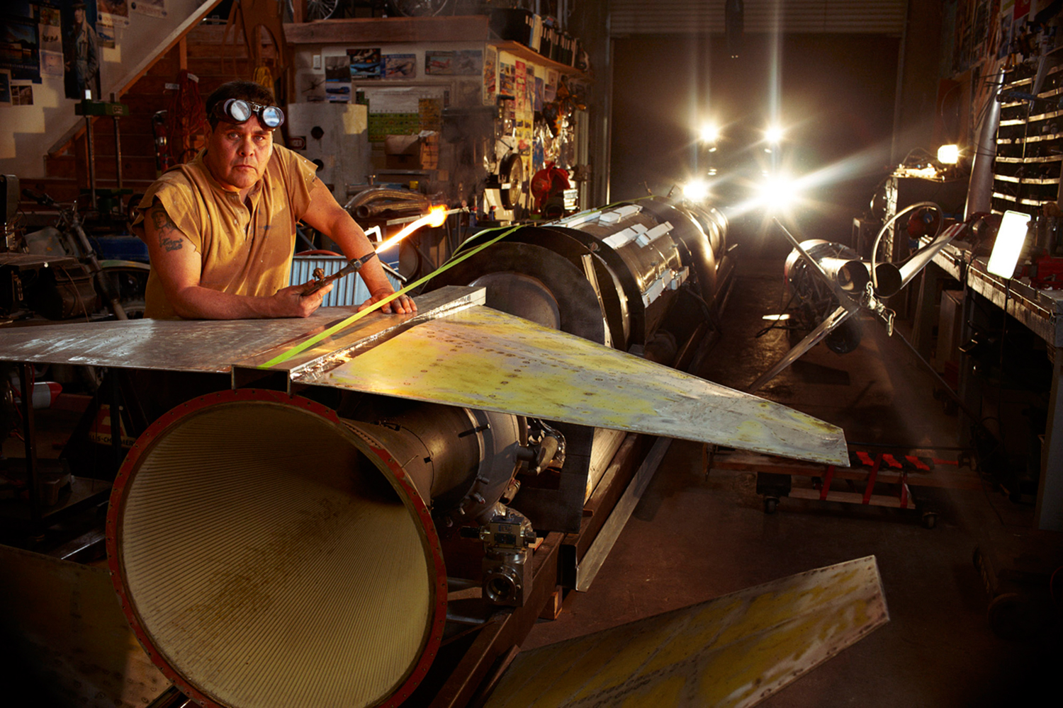 Waldo Stakes has built a rocket car to beat the land speed record - photographed in Lancaster, CA