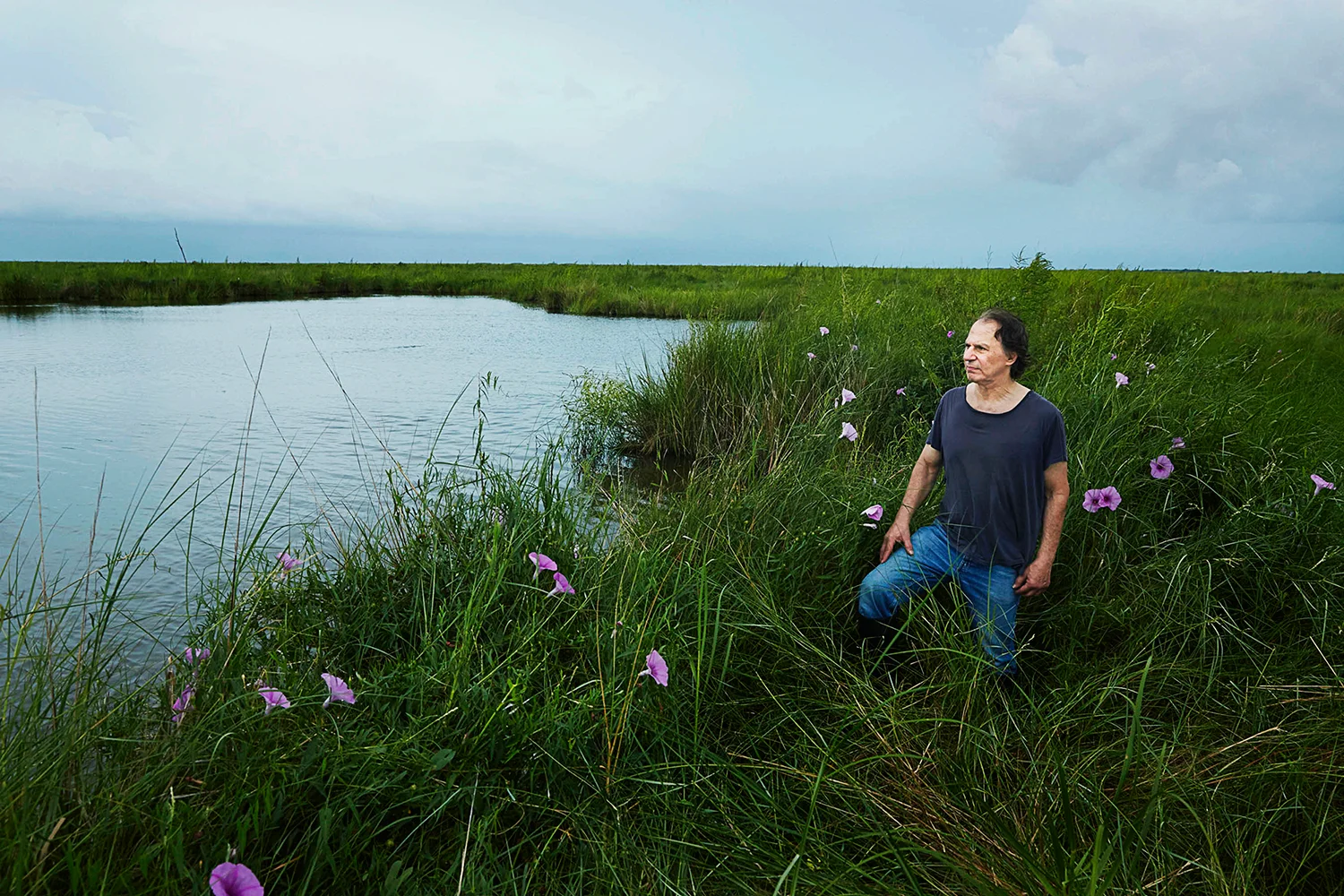 Environmental Activist Lawyer John Barry- photographed on the coastline of Louisiana. 