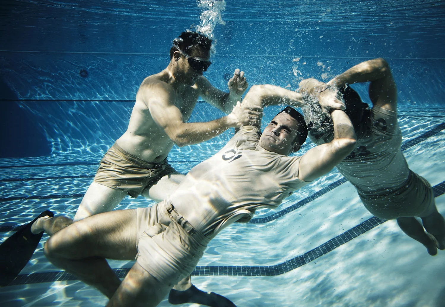 Air Force Special Ops (AFSOC) - simulated drowning exercise - MacDill Air Force Base. FL