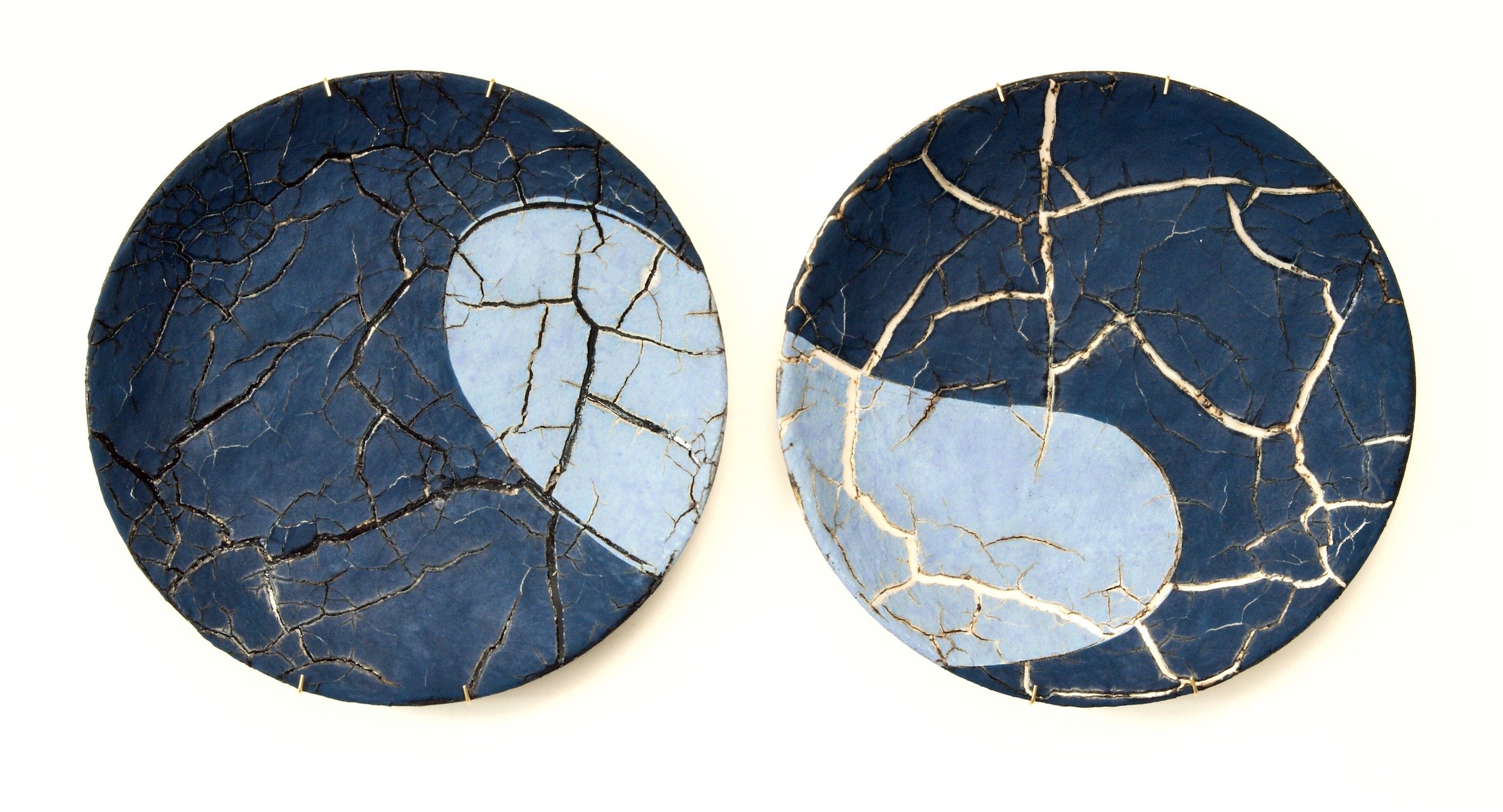'Tectonic Plates #1', 2021, diptych, each plate 27cm D