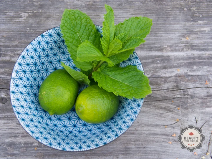 lime and mint in a bowl