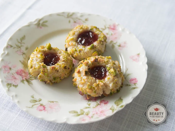 Pistachio Thumbprint Cookies with Strawberry Vanilla Jam Recipe