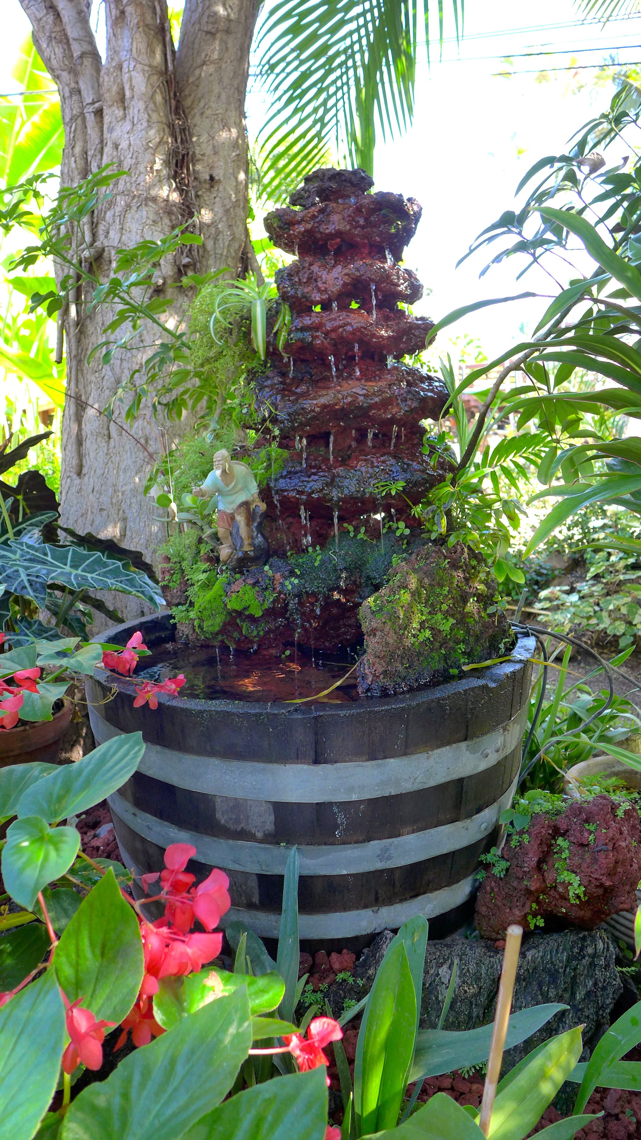 Large custom fountain in a garden setting, Maui Meadows - please contact us for pricing.