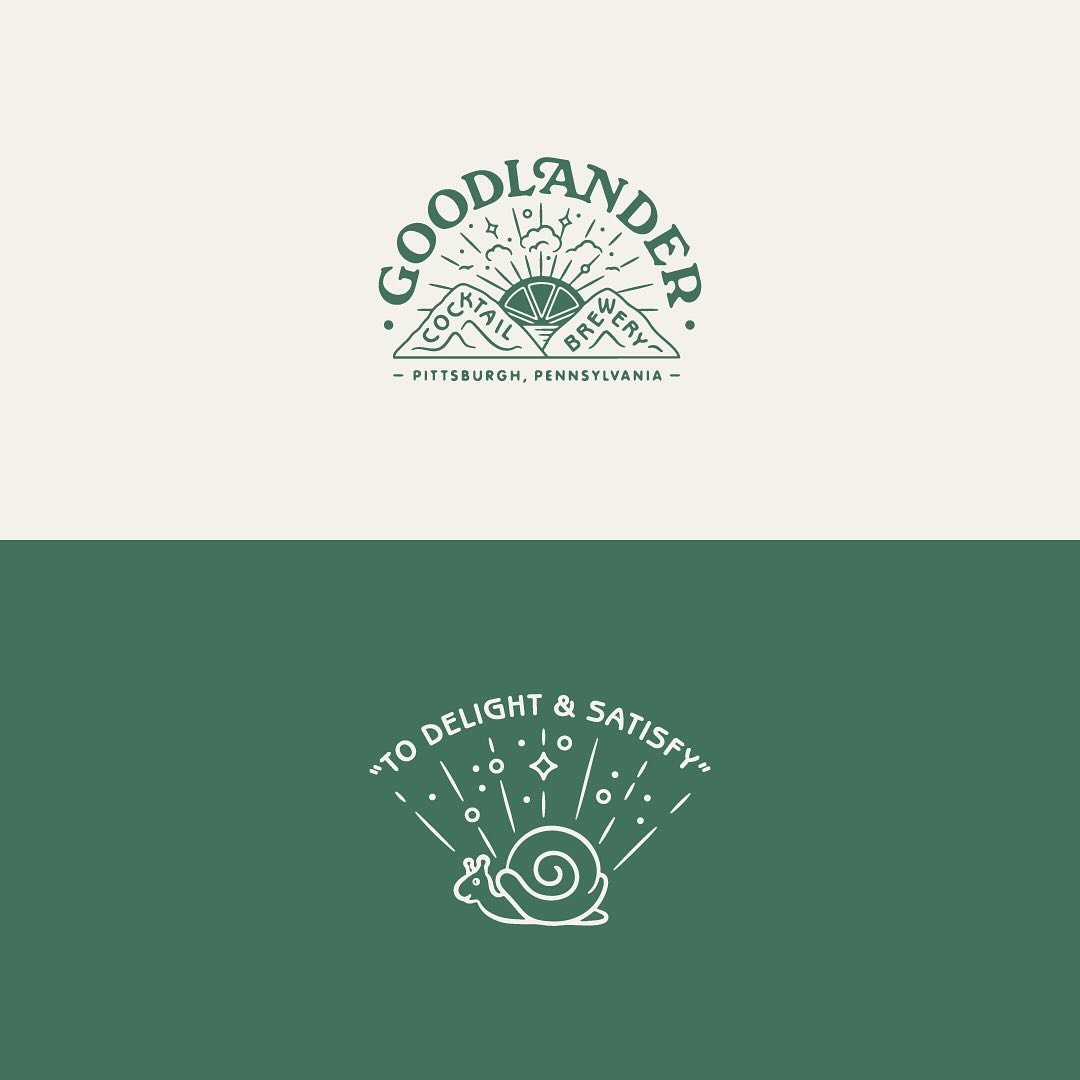 Some fun lil illos we did for @goodlandercocktails brand identity and *new* catering menu. 🐌