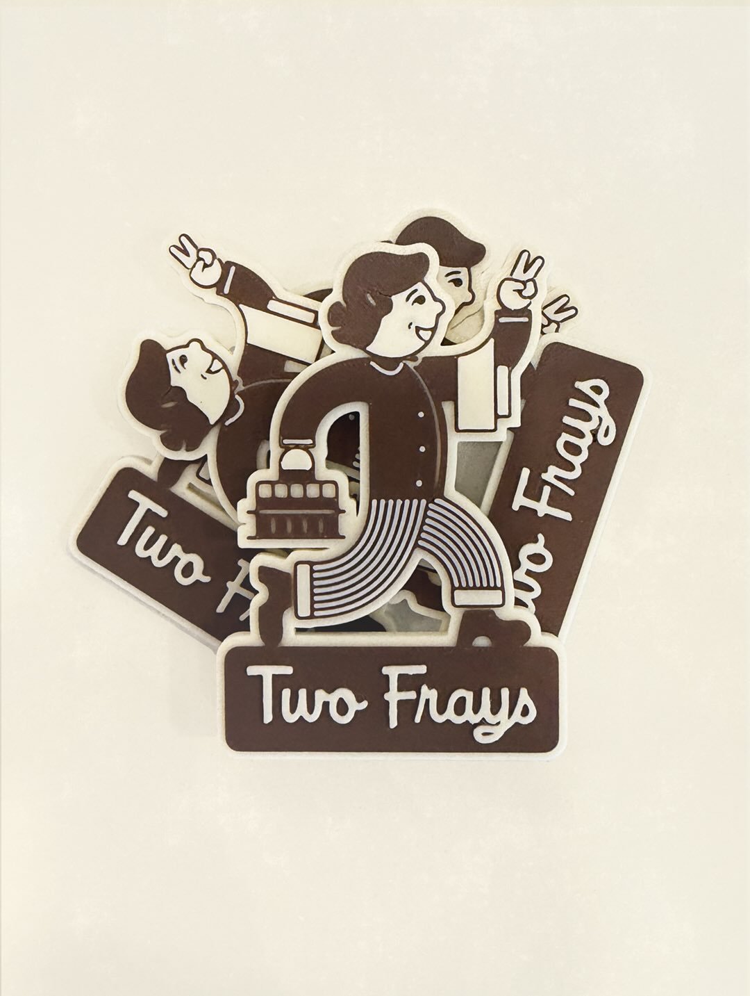 It takes ✌🏼two! Our last K&ouml;lsch guy magnet was a hit, but lonely. Introducing &ldquo;Freya&rdquo; the newest addition to the Two Frays lineup. 3D printed magnets available in the taproom, engineered and produced locally by sign wizard @mcap