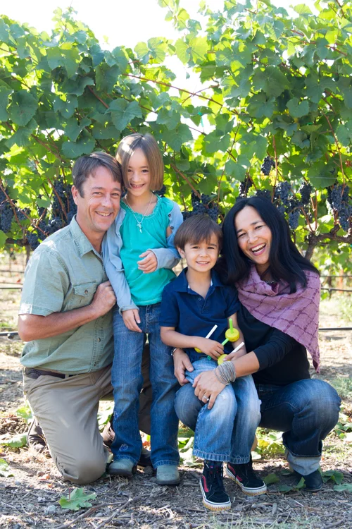 From left to right: Geordie, daughter Malena, son Nico, & Mieko.