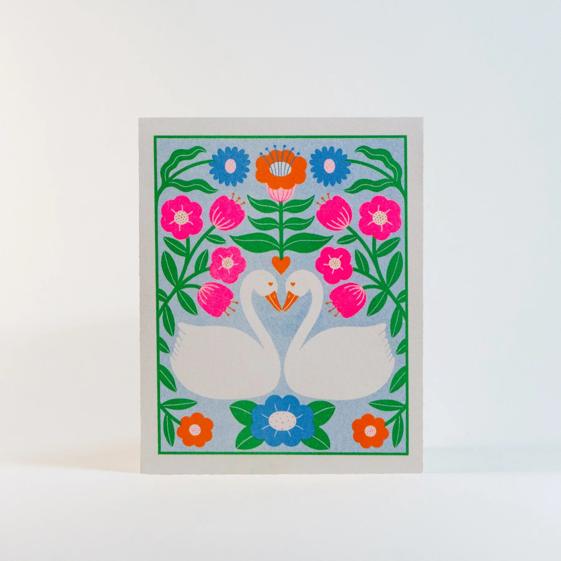 wedding / anniversary swans | risograph greeting card