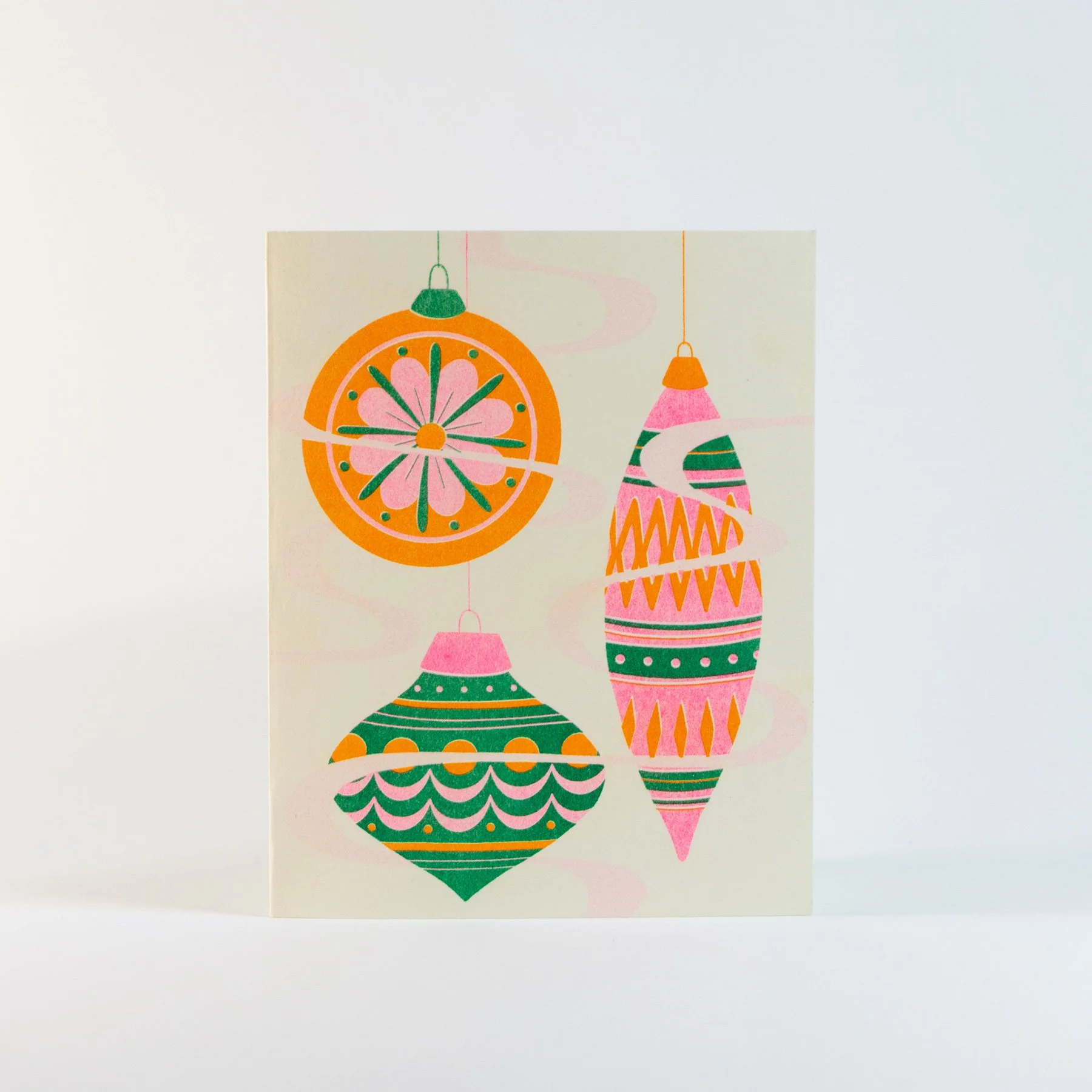 Festive Holiday Ornaments | Risograph Greeting Card