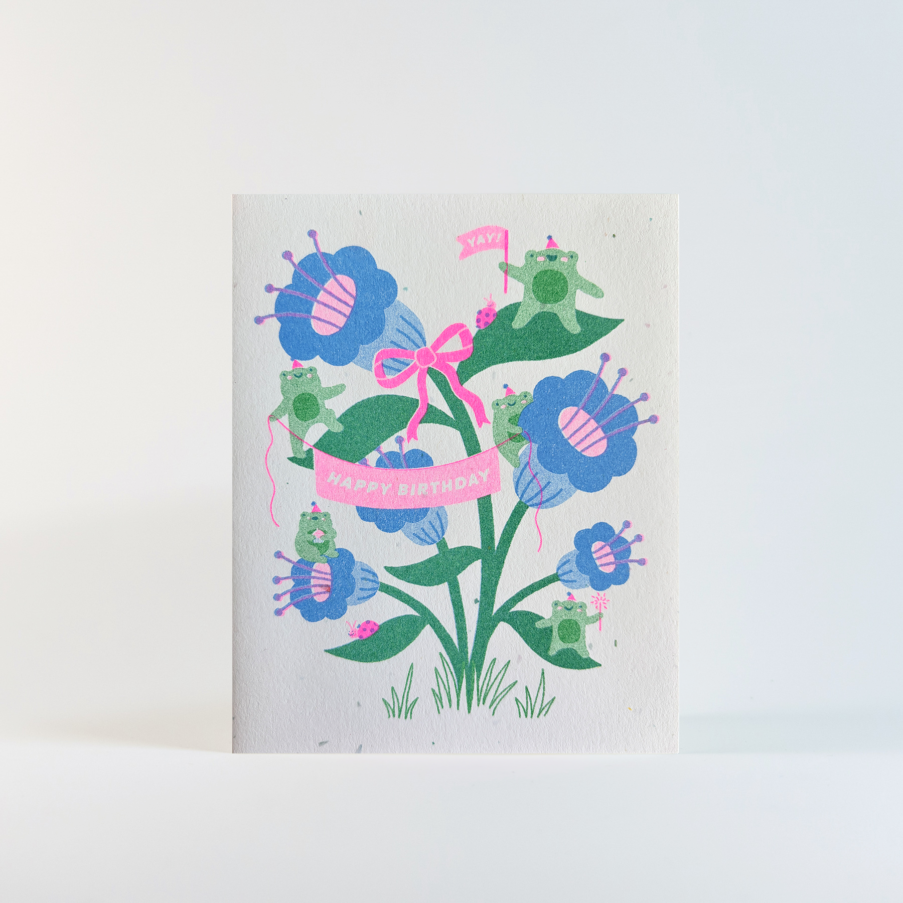 Frog Birthday Party | Risograph Greeting Card
