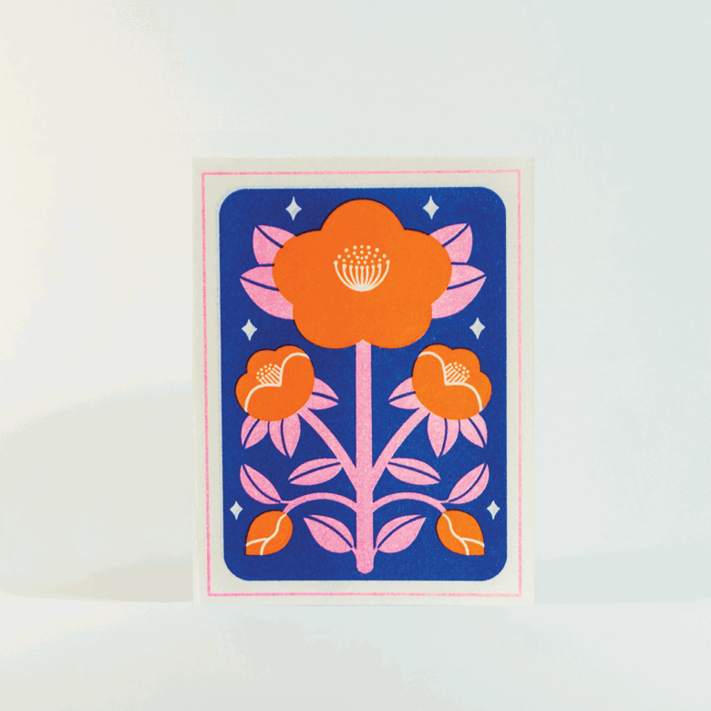 Winter Botanicals | Risograph Mini Notecard Set of 5