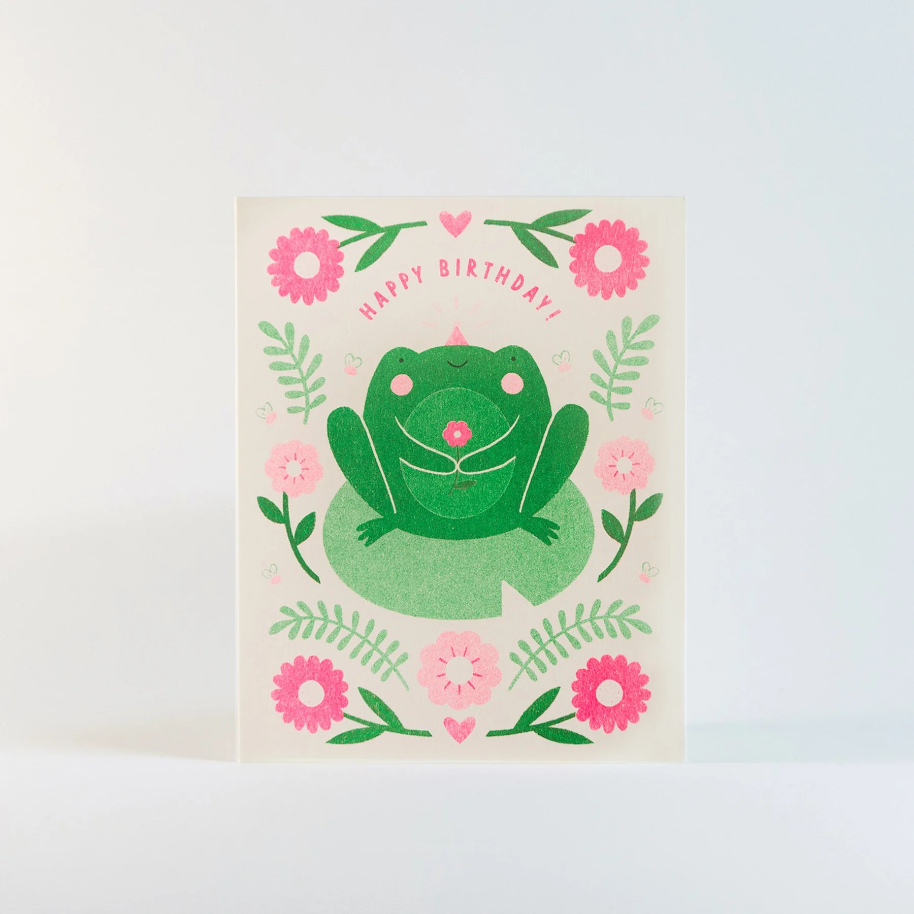 Happy Birthday Frog  |  Risograph Greeting Card
