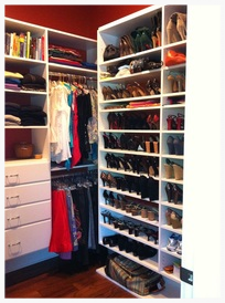 Dream Closet - AFTER... We especially love the "wall of shoes"!