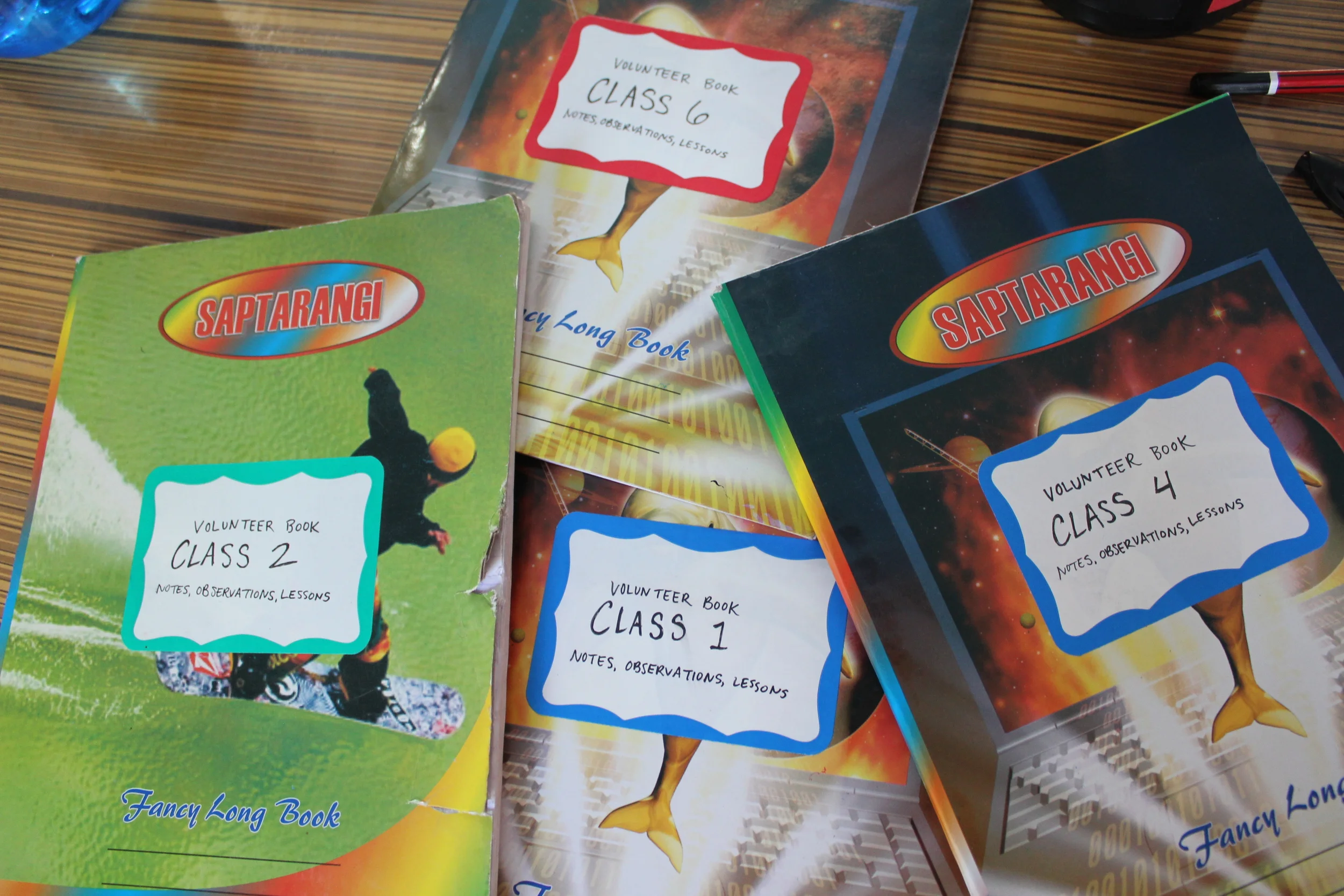 Notebooks for volunteer teachers.