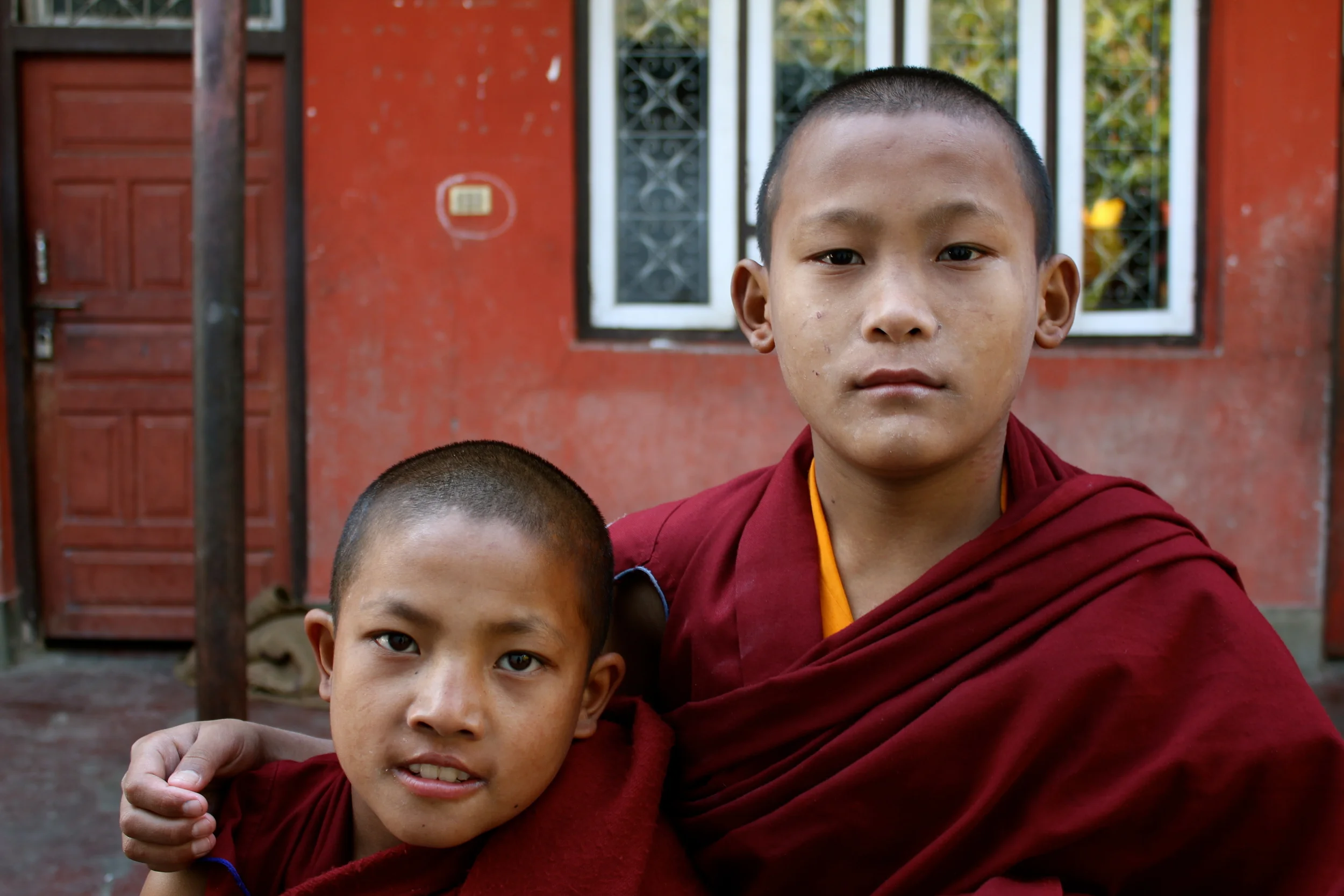 Dhawa (right) with a new monk.