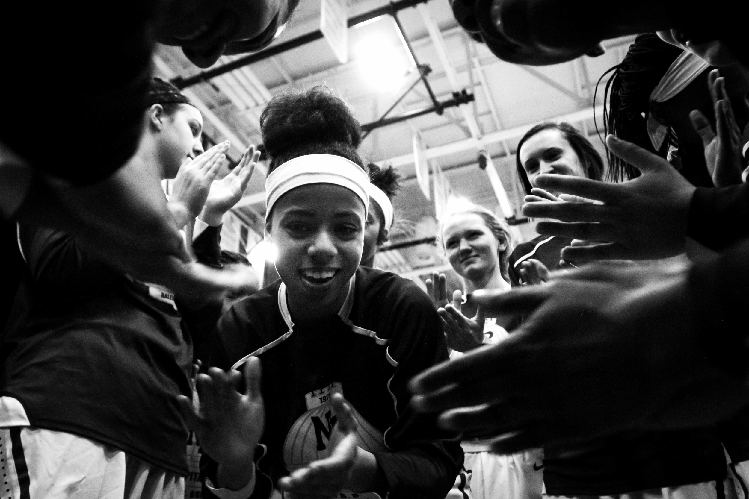  Before they even take the court, the Lady Caps believe they can win. With this mindset, they will play with confidence. Gathering around senior Dreamer Crawford, they get pumped for the second round of playoffs and their game against Hillside High S