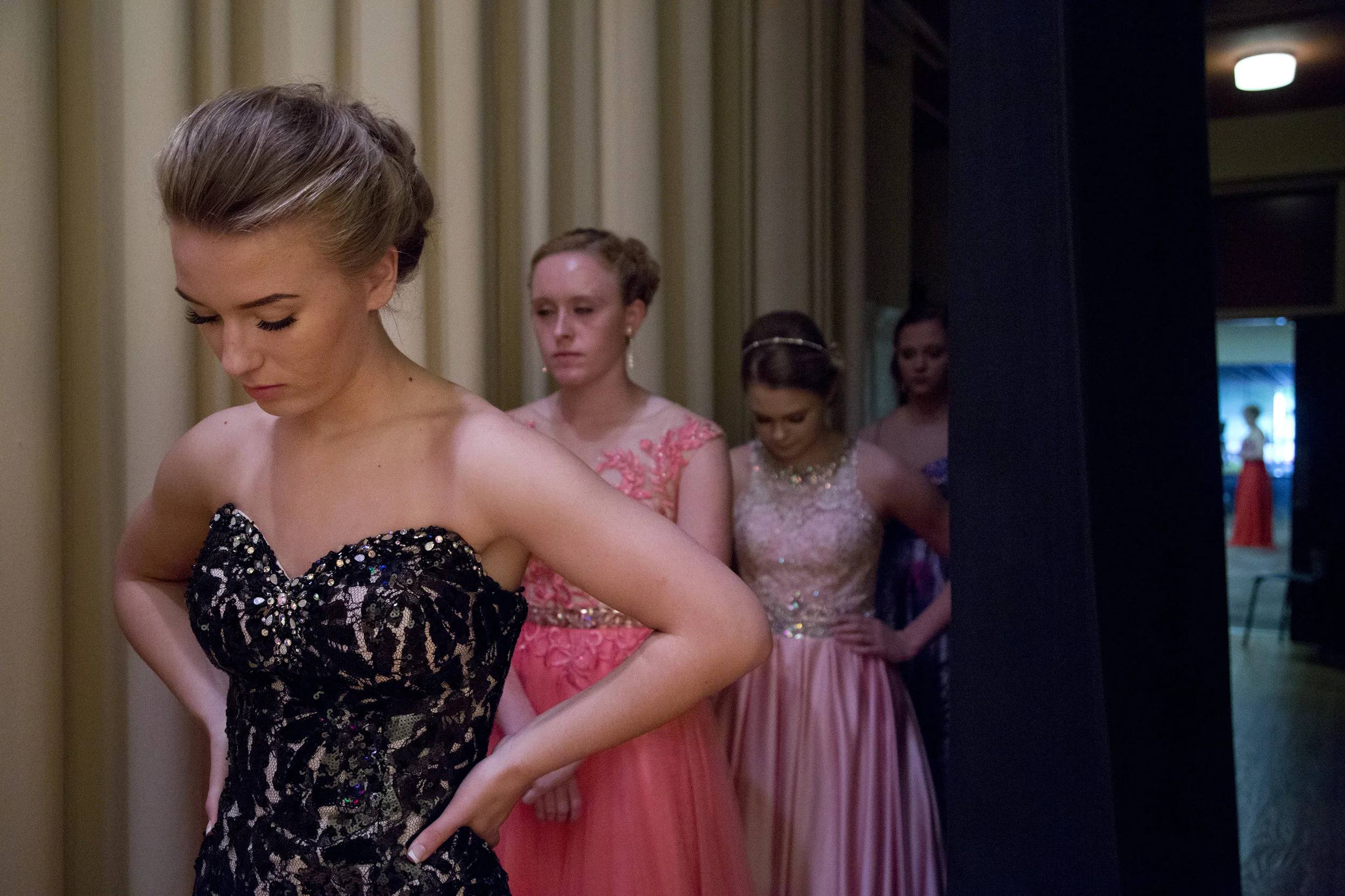 Montana Jones of Huntingburg, 16, collected her thoughts while waiting her turn on stage during the pageant at Southridge High School in Huntingburg on Sunday. 
