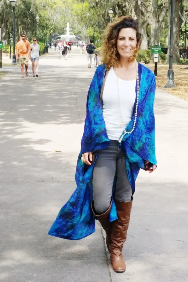 photo: Jaime. Lyn wearing the Mandala Kimono, available online April 20th