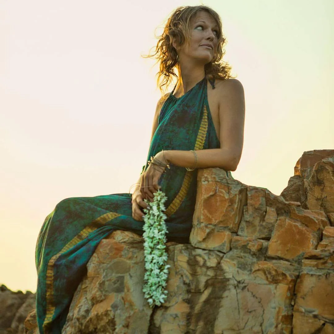 Jennifer in Goa, wearing a Love Nomadic Imali dress