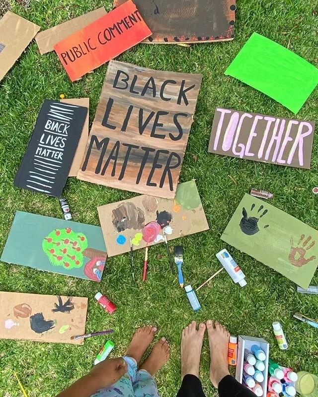 Ams and I made signs today together. We talked a lot about racism, race, protest and how to plan a surprise party. It felt good to be outside and doing something. I hope the planes and helicopters that flew over saw us.