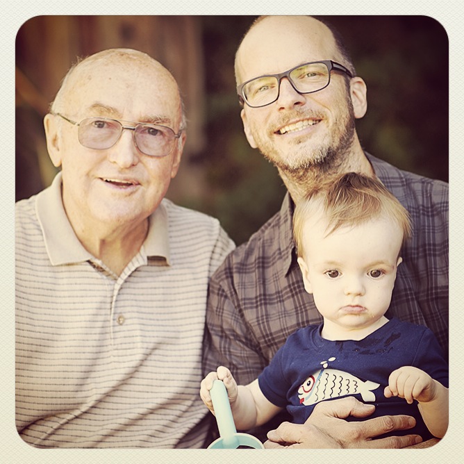 Granpda Jim, me and Dusty: three generations!