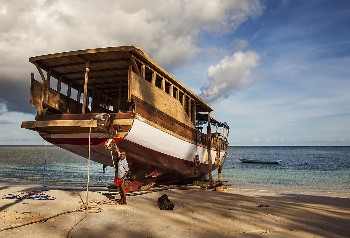 traditional boat building near Bira, Sulawesi