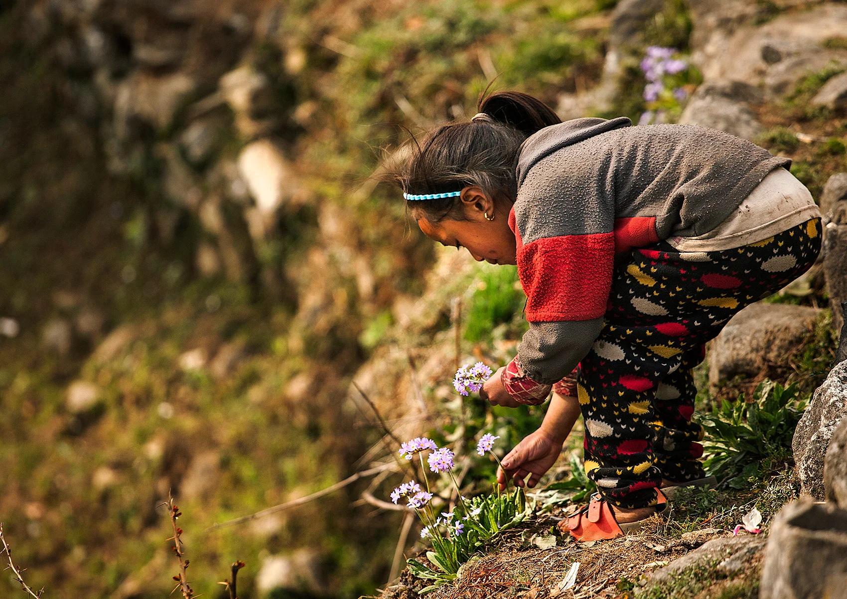 I took photos of this girl picking flowers. Then she came over and gave them to us! Awww!