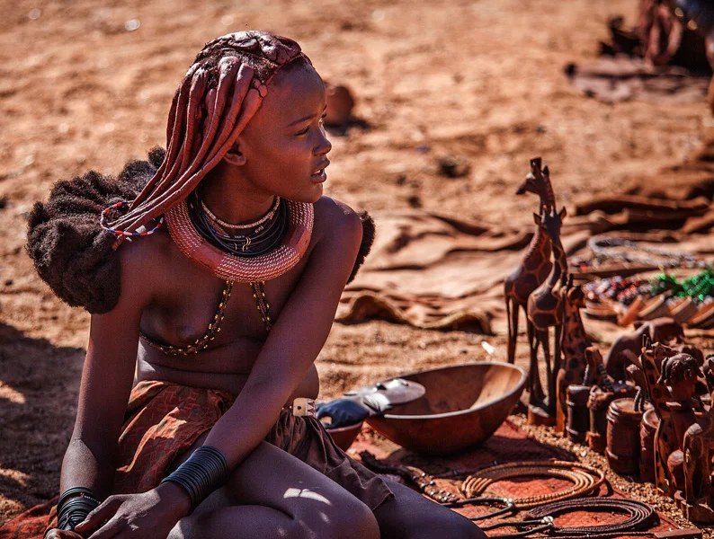 Himba woman selling stuff