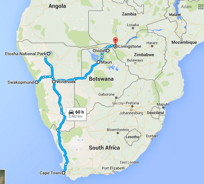 not our actual route, but here's to give you an idea