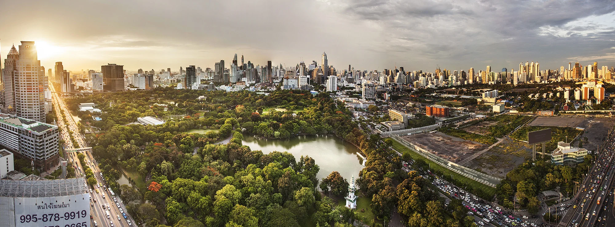 View of Bangkok over Lumpini Park