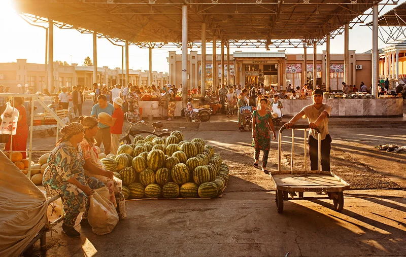 the sun coming up on the market