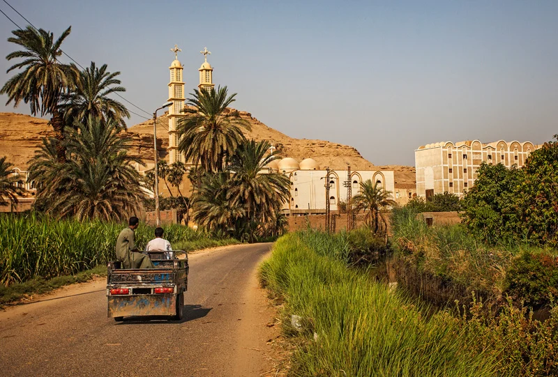 the road through the fields to the Coptic Church