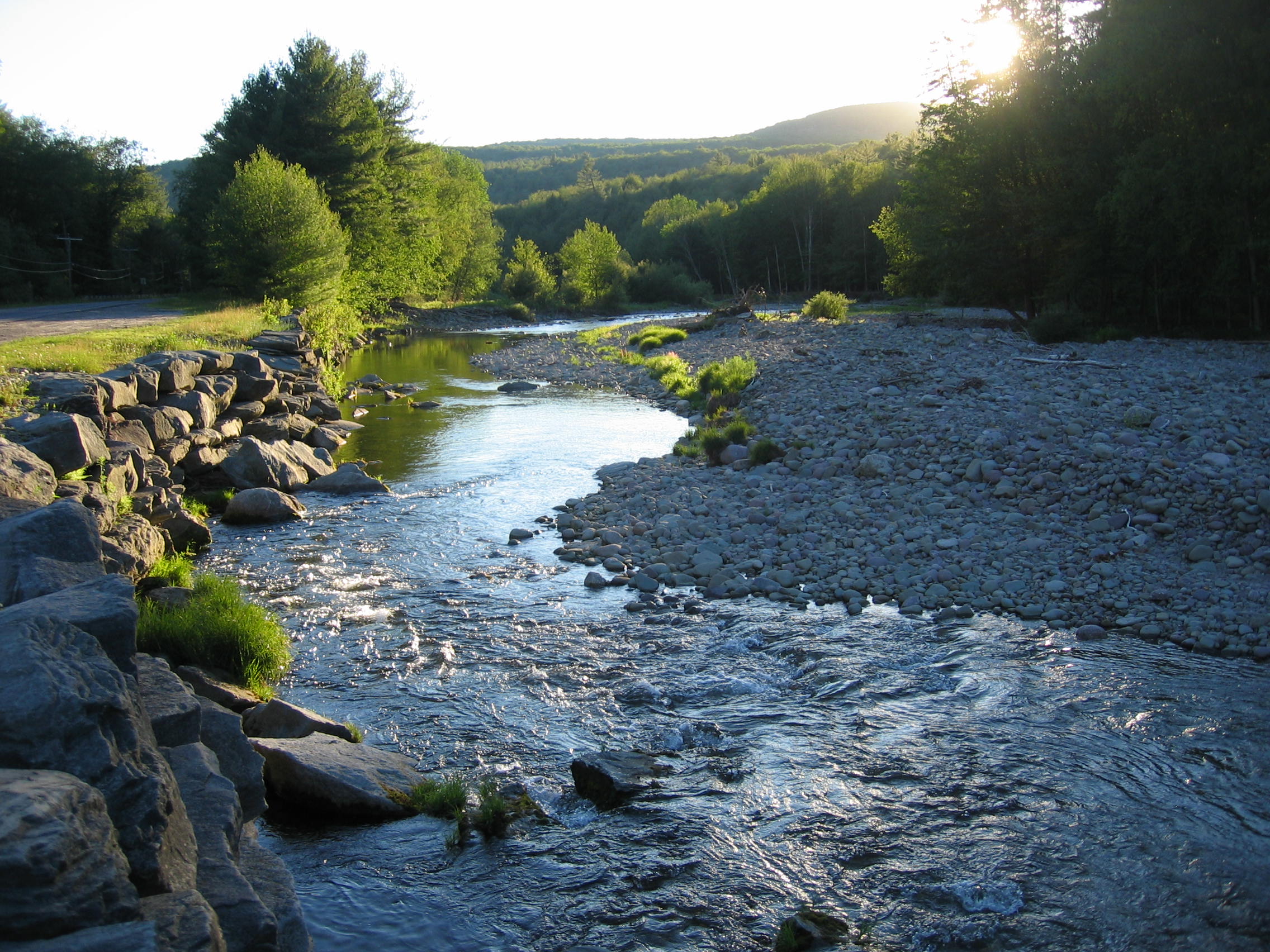 The Neversink River as it flows through Claryville, Town of Neversink.