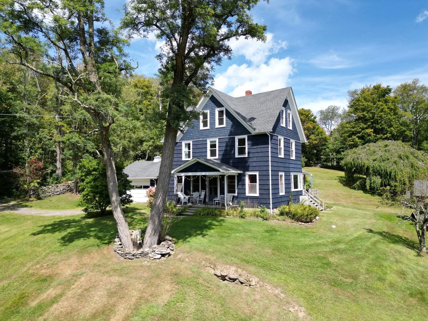Open lawn, orchard trees, and a swimming pond that becomes the center of summer.⁠
⁠
Set on 36 acres along a quiet road in Callicoon Center, this farmhouse unfolds with room to garden, gather, and grow. An old stone foundation hints at the property&rs