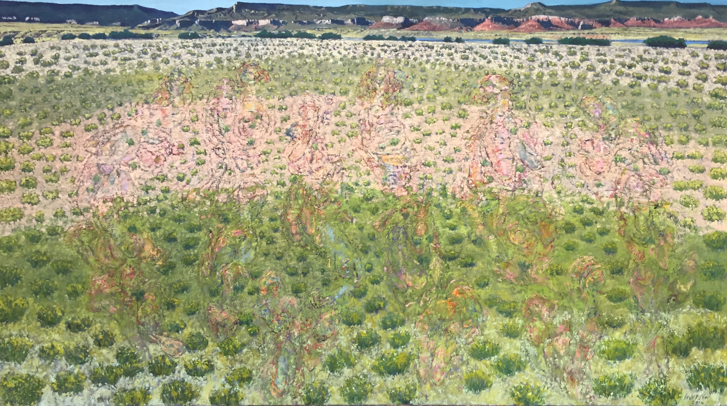 Projective Dim Liminal Awareness 2015 oil on canvas 40" x 71 1/2" 15007