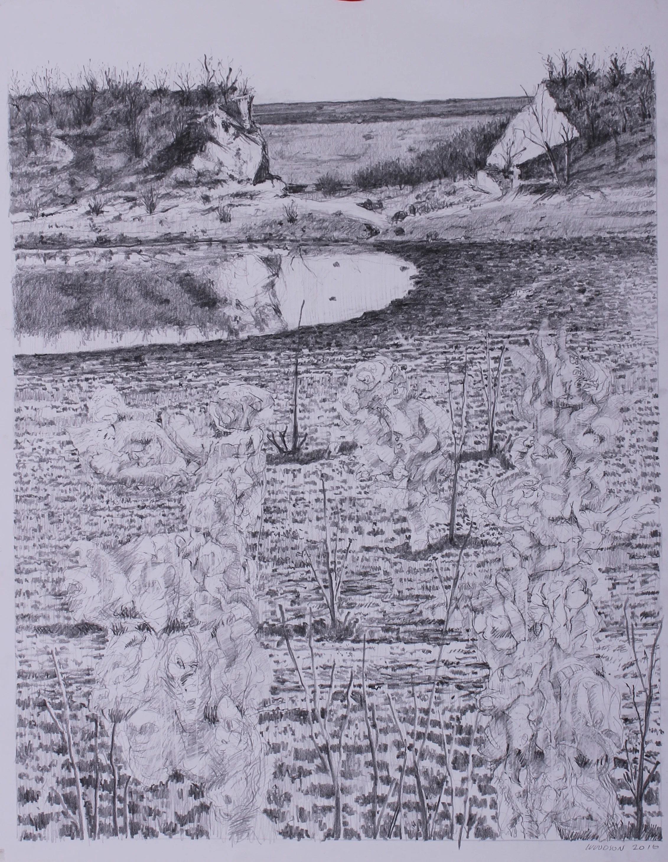 Edwards Ranch Project Drawing A 2016 graphite on paper 24" x 19" cat no 16002A