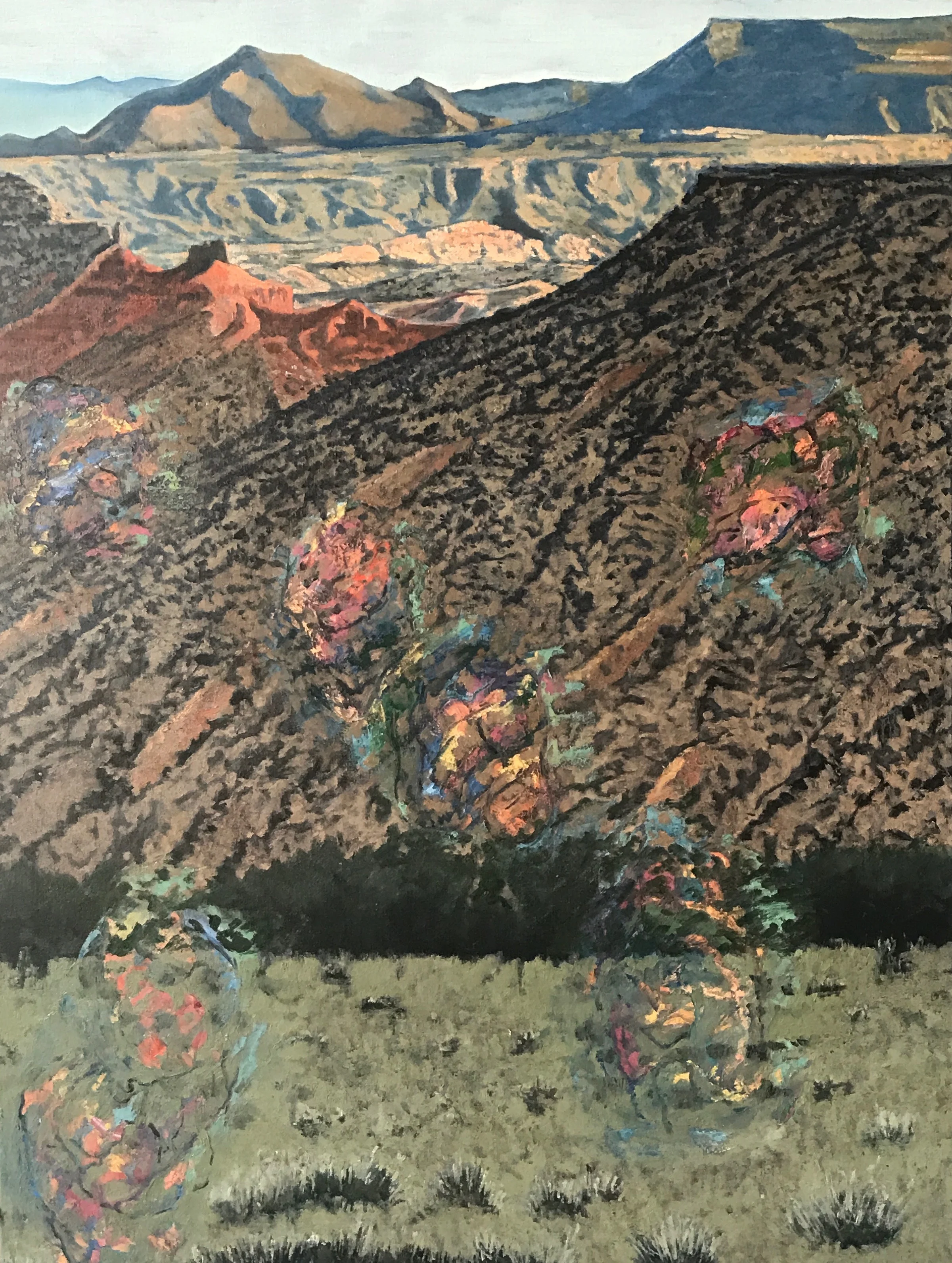 Temporal Materializing Essences Conceived 2018 oil on canvas 40"x30" cat no 18009