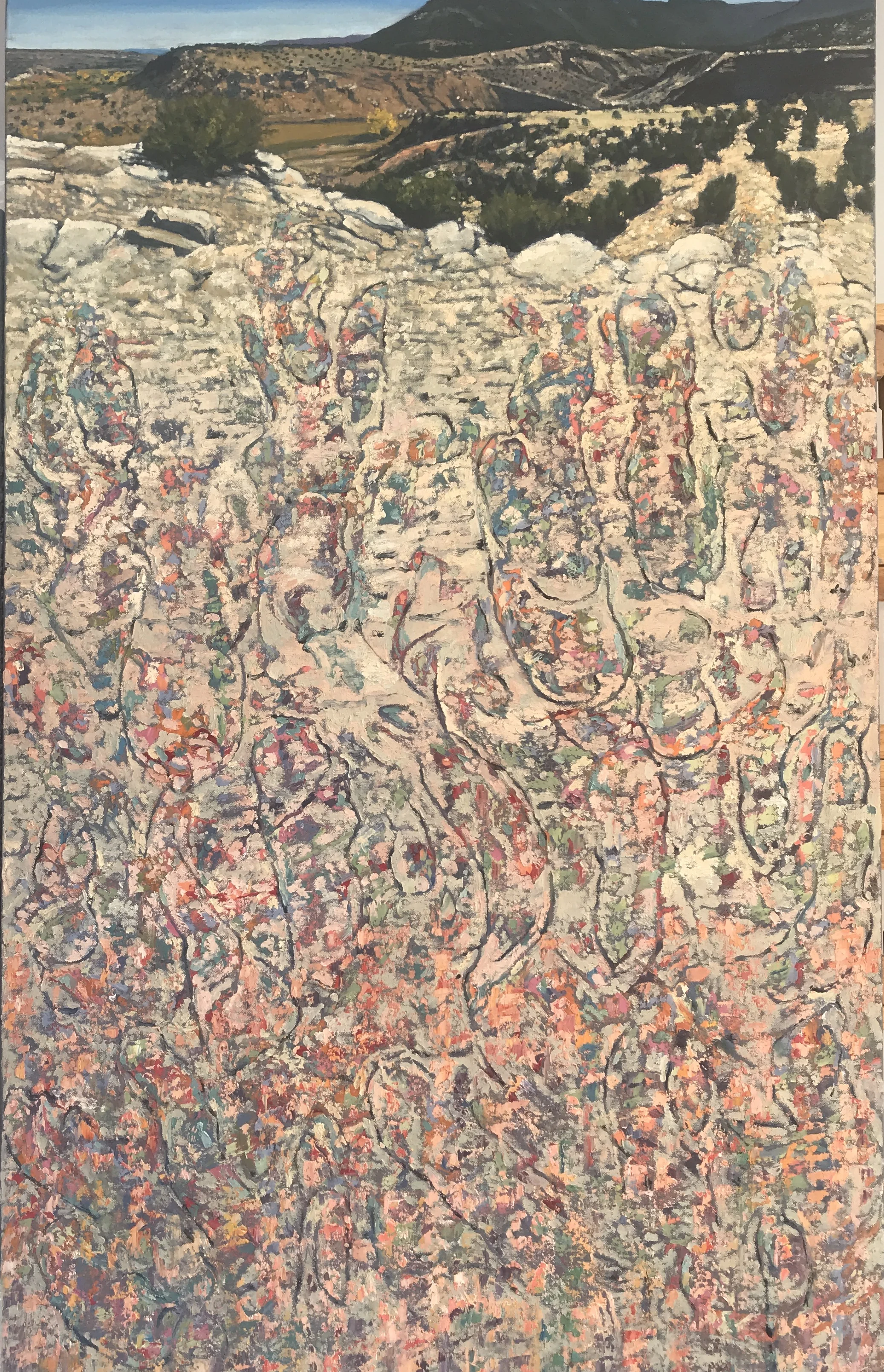 Determined Informed Temporal Intrusions 2018 oil on canvas 48"x30" cat no 18017