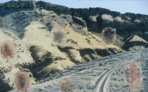 Pre Conceived Coherences  Big Bend Texas  2003  oi on canvas  60" x 90"