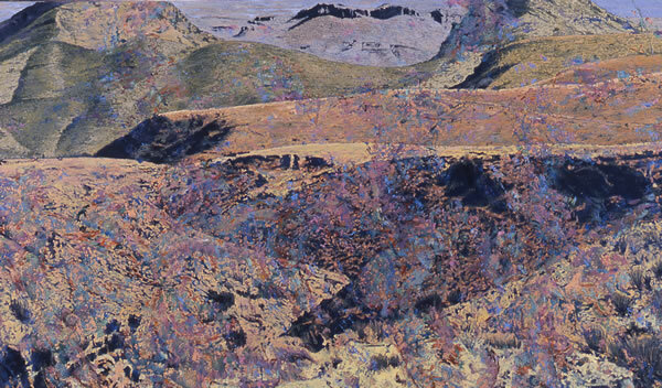 Simultaneous Continuous Articulations Chinati Mountains  2004  oil on canvas  42" x 72"