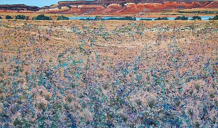 Reflected Simultaneous Coalescence High Desert  2005  oil on canvas  22" x 48"