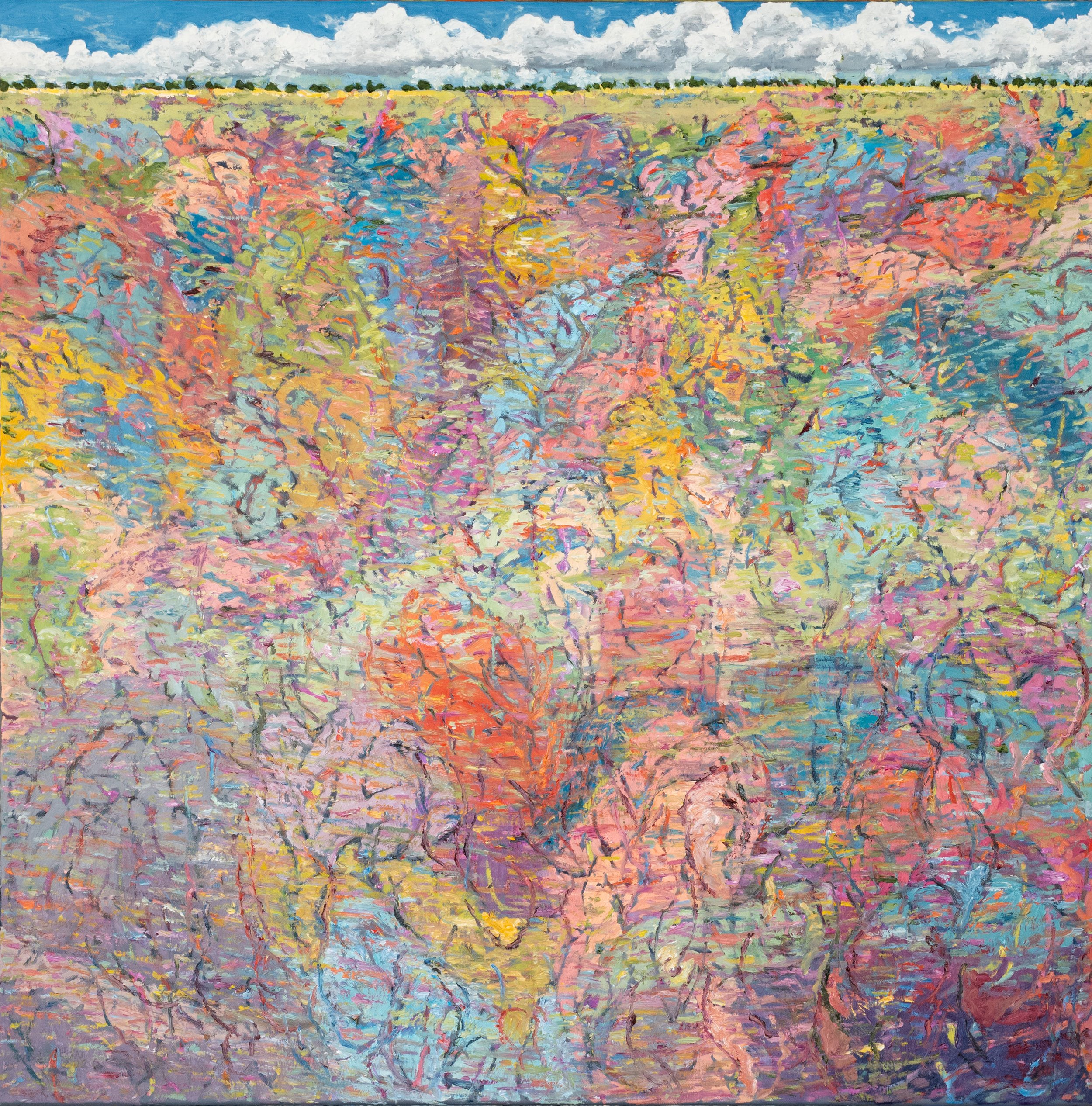 Liminal Excited Reverberations, 2026. Oil on canvas. 36 x 36". 