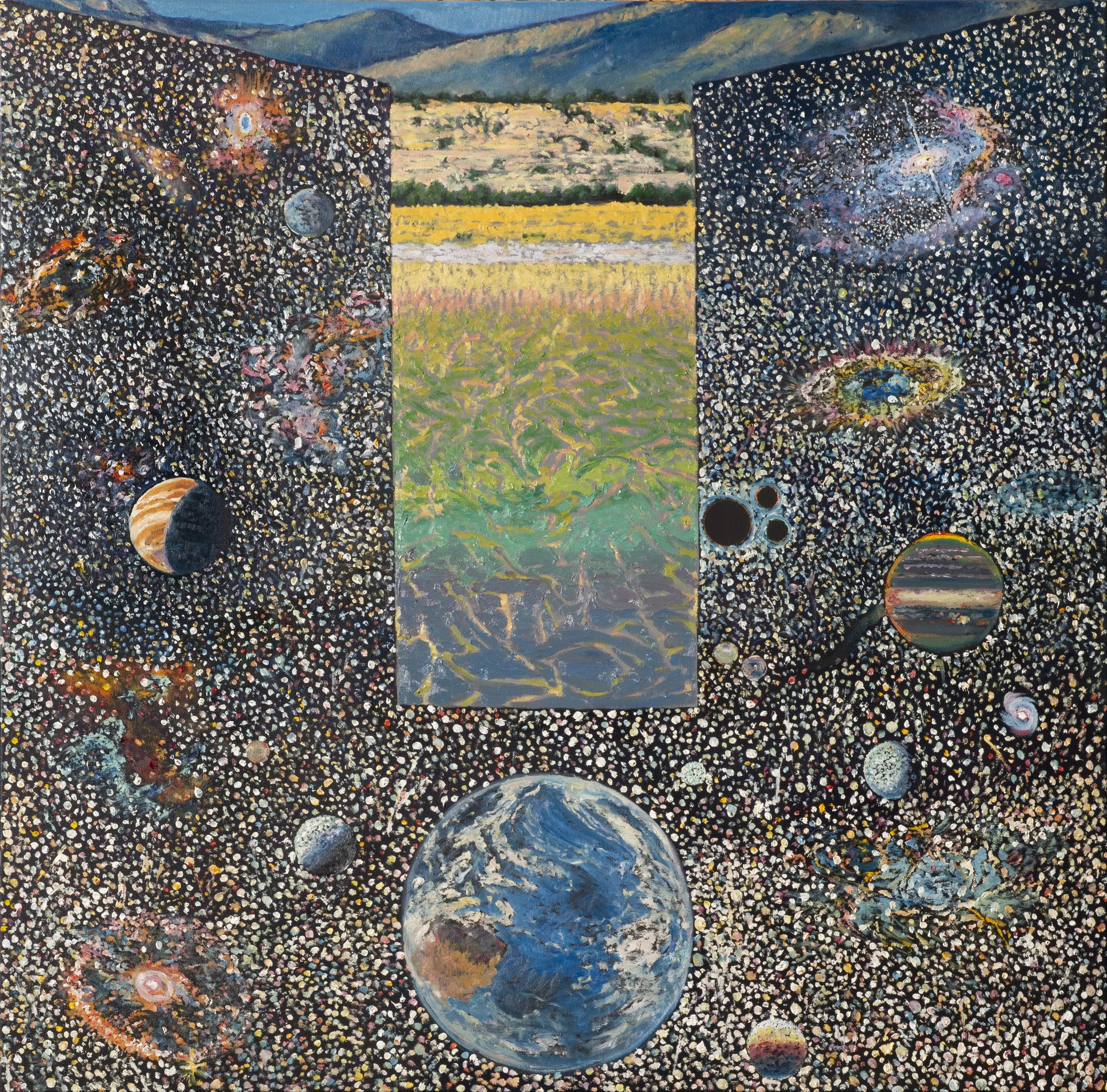 Earth Event Cosmically Encircled, 36 x 36", 2026.