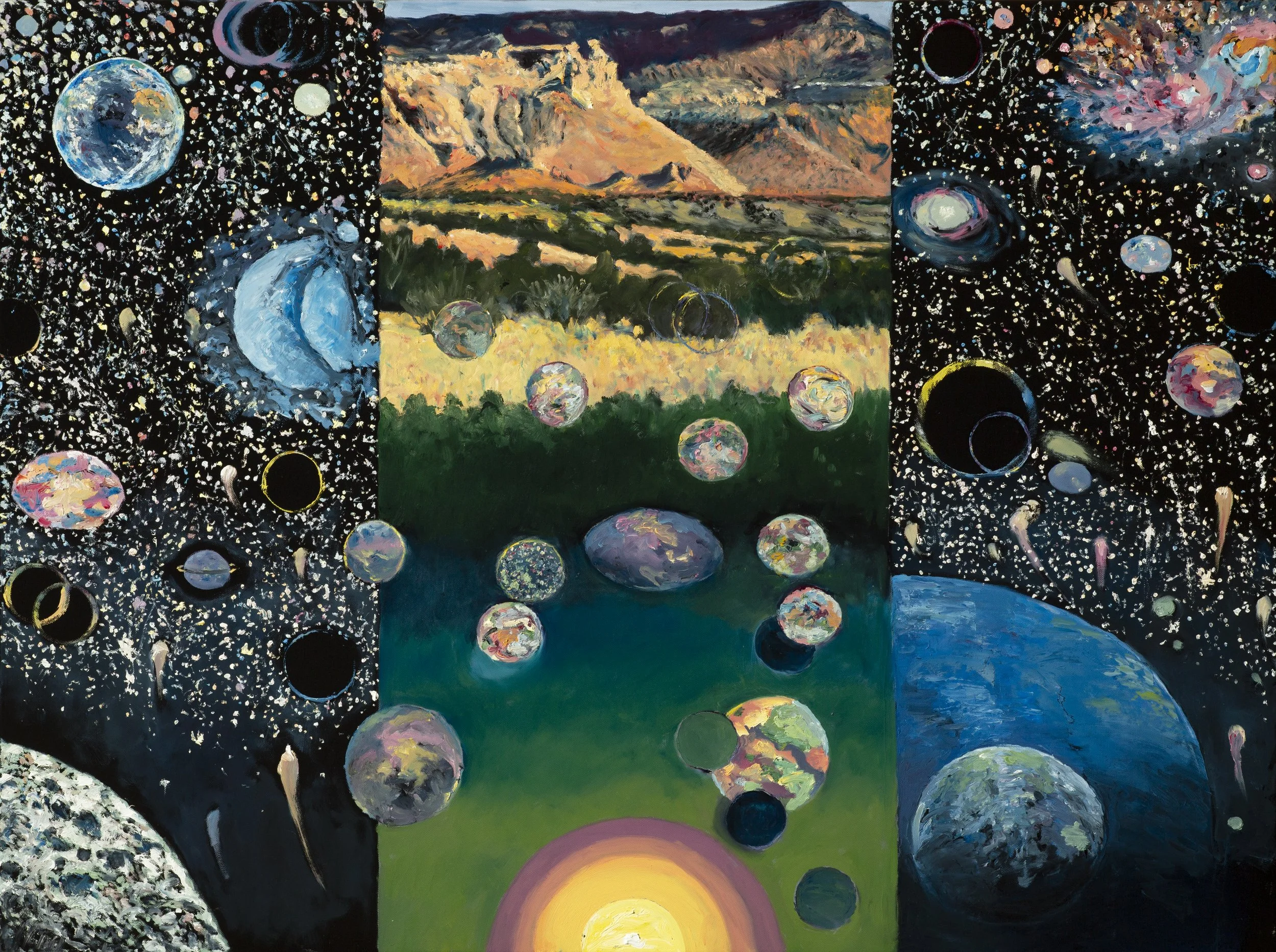 Quantum Stellar Earth Surround, 30 x 40", 2026.
