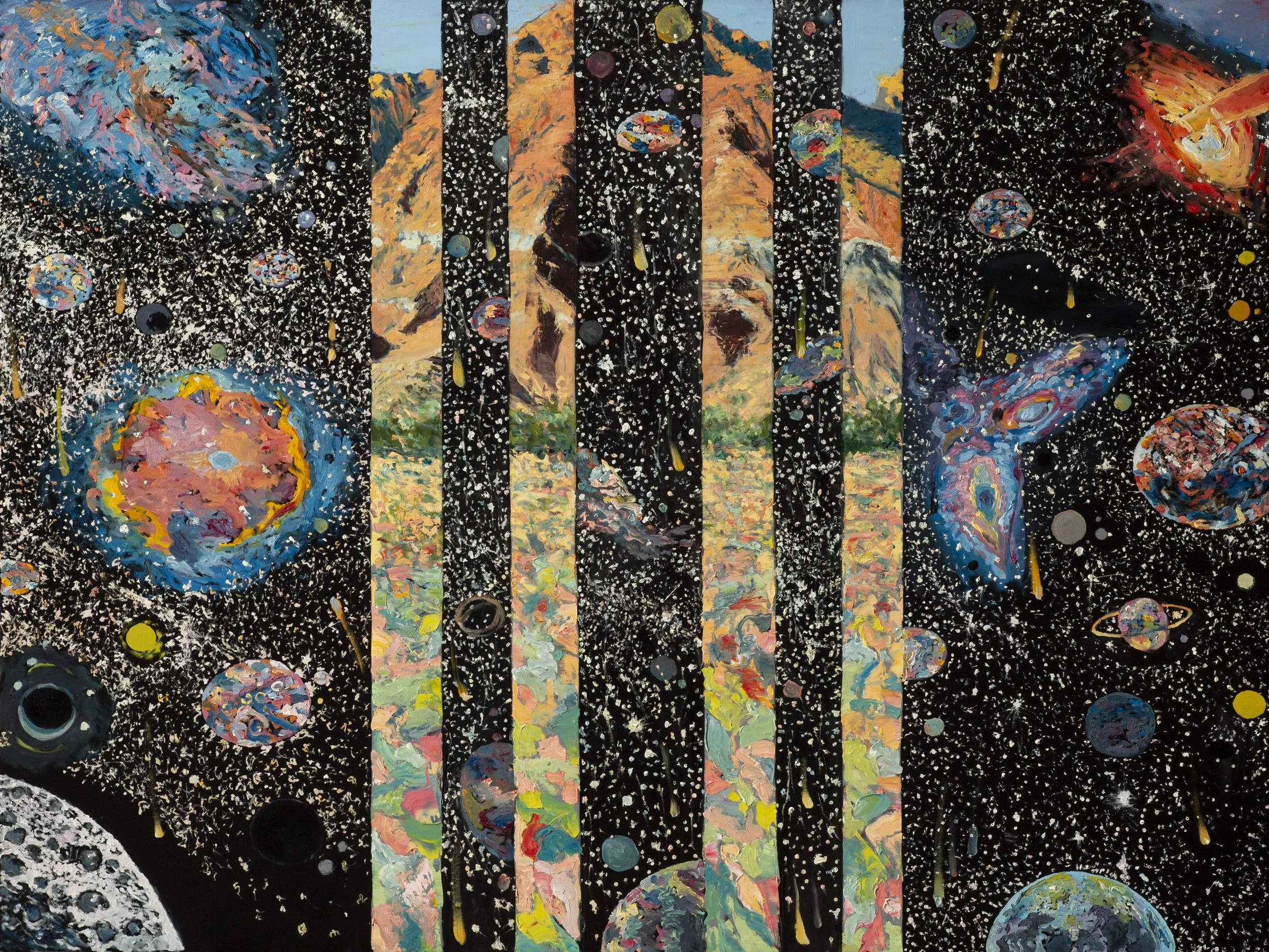 Cosmological Desert Breakthrough, 36 x 48", 2026.