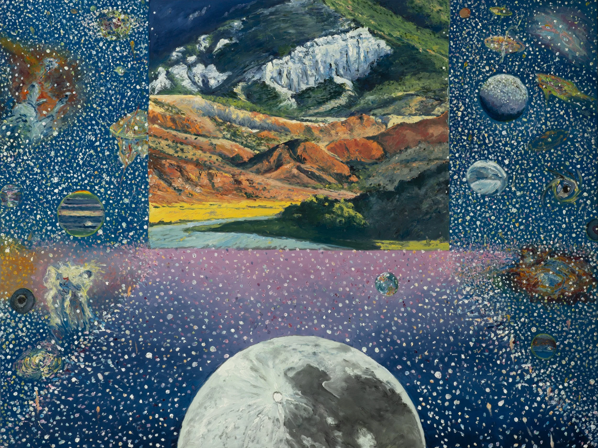Surrounded Stellar Desert, 36 x 48", 2026. 