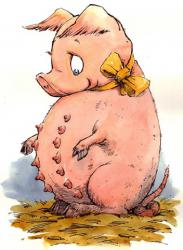 BUTTERCUP A little pig called Buttercup suspected she was growing up when she noticed on her tummy lots of buttons just like Mummy. "Good Grief!" she cried, "They're in two rows, but what they're for God only knows! Is this what's known as puberty? Or is there something wrong with me?" Her Mummy said "Don't be alarmed, they're just part of our female charm; you may well find, when you get old, you'll be a PlayPig centerfold". Daddy Pig was thrilled to bits, his girl had grown thirteen tits; he claimed they were a gift from God, but thought thirteen was rather odd. He'd not before seen such a set and took her off to see the vet, who found the reason, pure and simple, the thirteenth one was just a pimple.