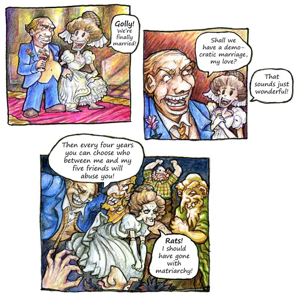 Same joke as last time - I was really angry about the election while drawing the sketchbook page both cartoons appeared on.